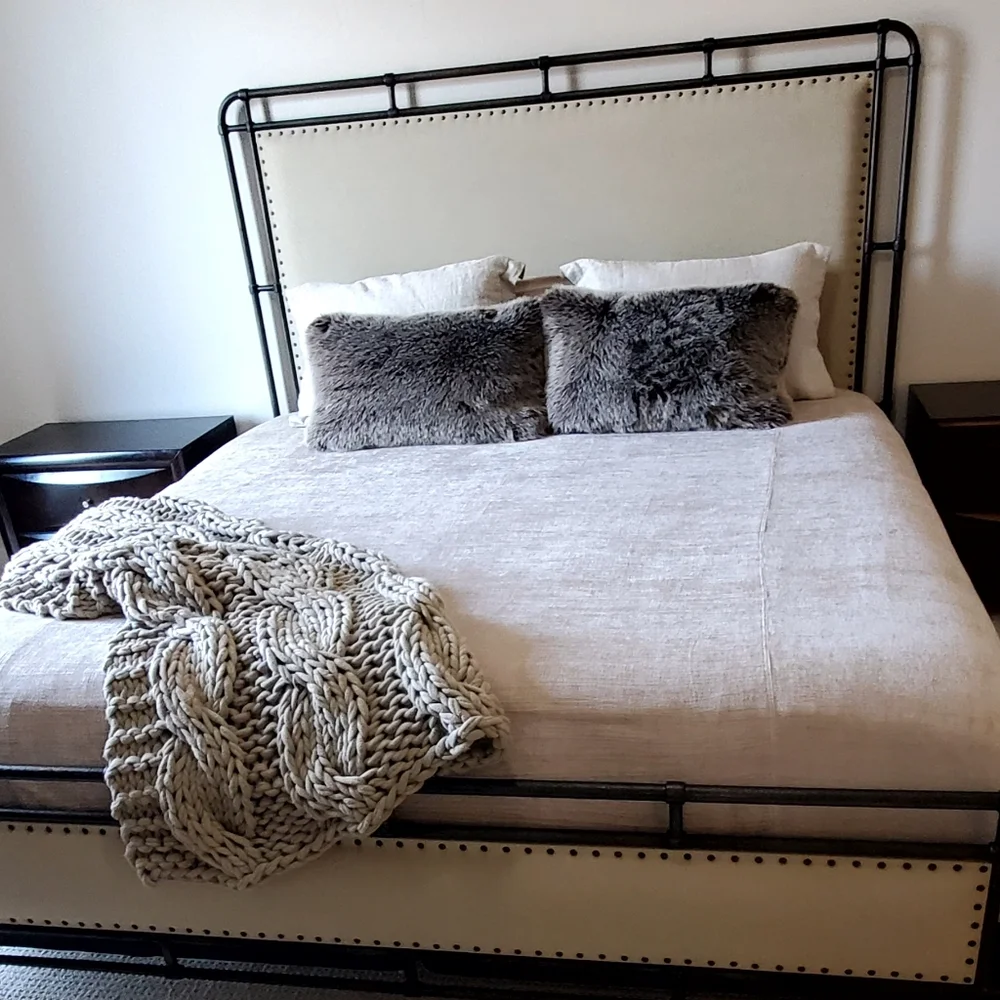 West Elm Luxurious Taupe Chenille King Duvet Cover, 108